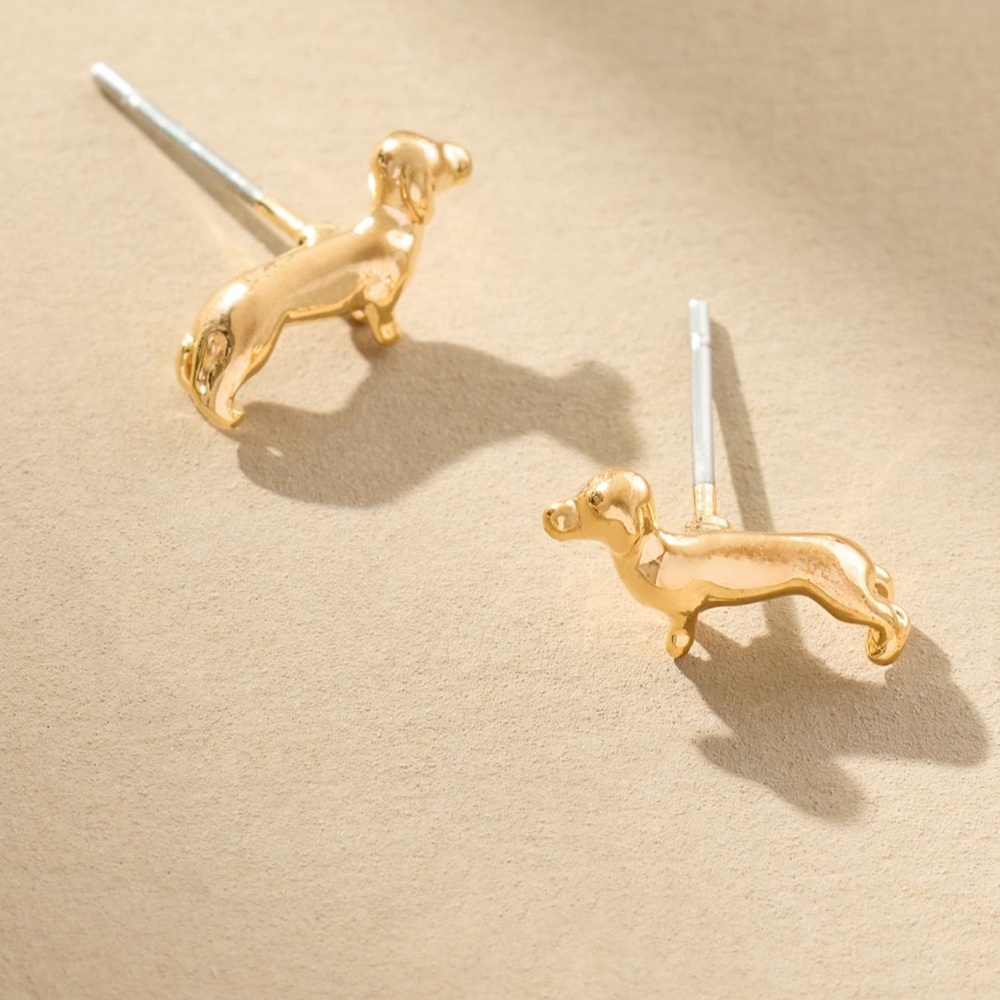 NWT Anthropologie Festive Icon Stud Earrings - Daschund